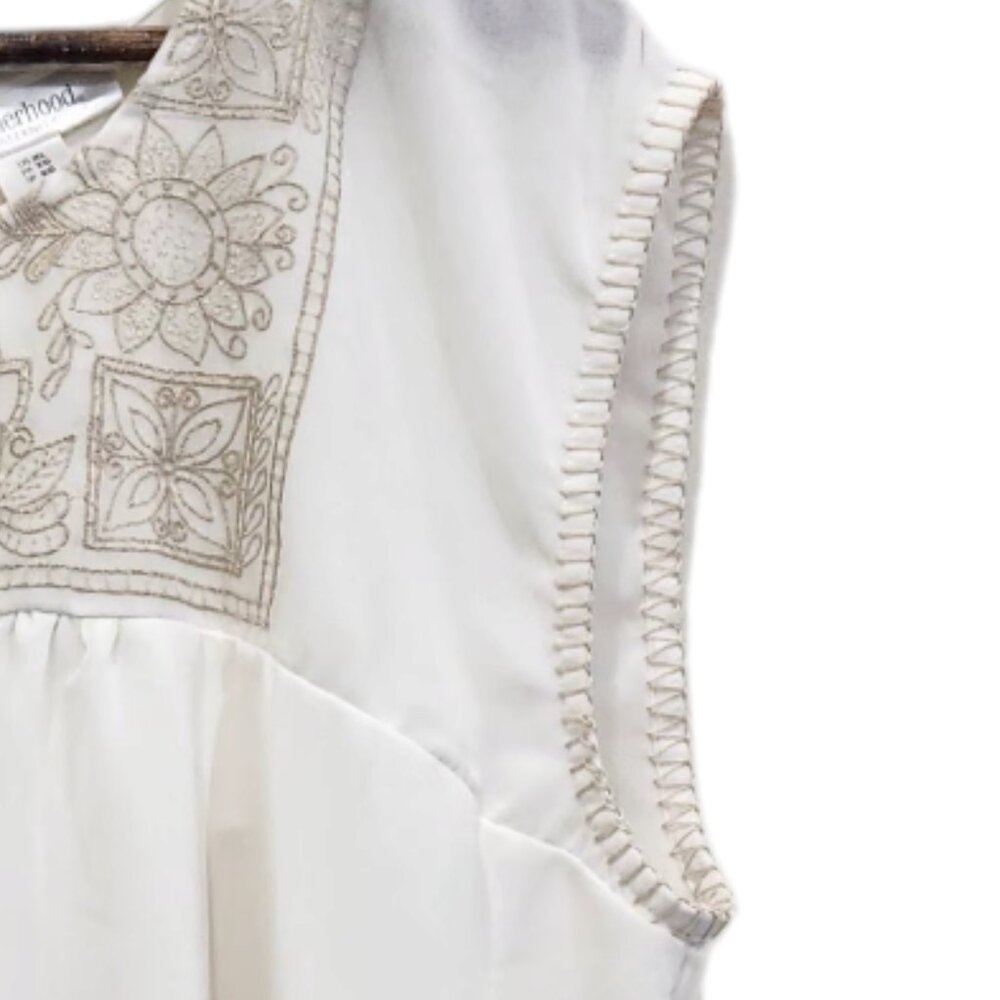 ❤️2/$18 Motherhood Maternity Cream Embroidered Flowy Top Blouse XL - Picture 2 of 7